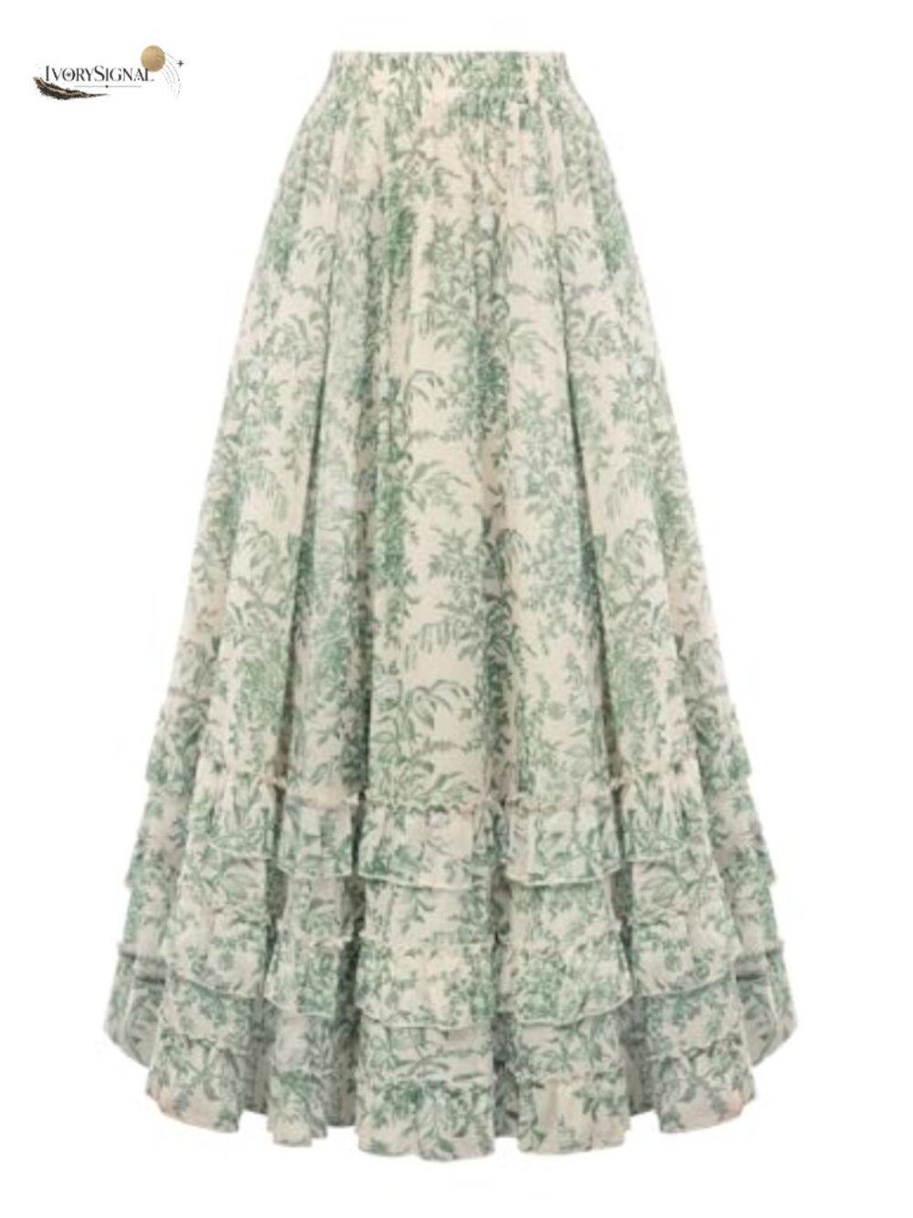 Women's Floral Chiffon Maxi Skirt High Waist Ruffle A-Line Long Skirt